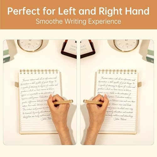 Yoment Top Spiral Notebook A5 Large Leather Hardcover Steno Pads, 240 Pages 100 GSM Cute Top Bound Spiral Notebooks College Ruled, Left Handed Spiral Notepads for Work, School, Home, Beige - Thumbnail 5