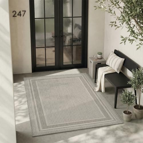 MontVoo-Polypropylene 3x5 ft Indoor Outdoor Entryway Rug Porch Rug Door Mats Rugs Small Accent, Textured Weave, Durable for High Traffic, Fade-Resistant, Non Shedding, Modern Silver Grey