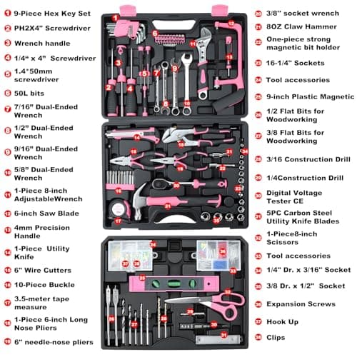Tool Set- 412 Piece Home Repair/Auto Tool Kit, Storage Organizer with Drawers, Toolbox Storage Case for Women & Men, Perfect for Homeowner, Diyer, Handyman, DIY - Thumbnail 3