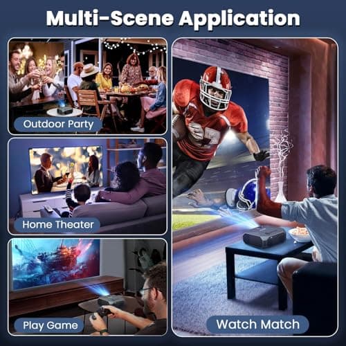 Projector with 5G WiFi and Bluetooth Native 1080P 4K Support, Outdoor Projector, Portable Home Theater Projector for iOS/Android/TV Stick/Laptop/HDMI/USB - Thumbnail 5