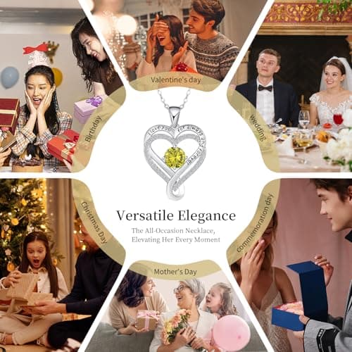 Birthstone Necklace for Women, December Birthstone Necklaces silver Wedding Anniversary Heart Necklace Women's Jewelry Mother’s Day, Valentine’s Day, Birthday, Christmas Gifts for Women turquoise necklaces for women - Thumbnail 6