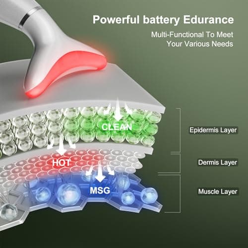 Red Light Therapy for Face, LED Face Massager Tool with Vibraion, Porable Facial Massager for Skin Care at Home, Wrinkle Reducer Face Sculpting Tool，Micro-current Facial Beauty Device(Model AM-810W) - Thumbnail 3