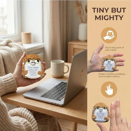 AskLady Crochet Hedgehog Valentines Day Birthday Gifts for Women Men,Cheer Up Appreciation Gift for Friends Coworkers - Inspirational Emotional Support for Her Mom Sister, Positive Gifts for Yourself - Thumbnail 2