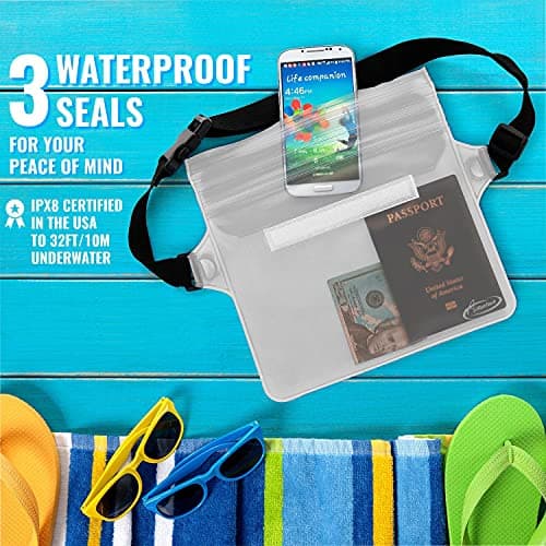 AiRunTech Waterproof Fanny Pack,Phone Pouch Dry Bag for Passport Wallet Purse,Floating Waterproof Bags for Travel Beach Swimming Kayaking Boating Cruise Accessories - Thumbnail 4