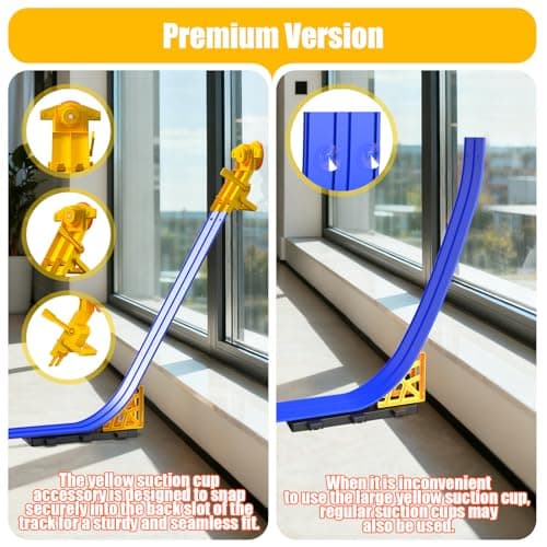 Flex Race Track 16 Ft with Start Gate Accessories Compatible with Diecast 1/64th Cars, Flexible Car Track Toys for Ages 3+ Kids Toddlers Roll Out Portable Racetrack (Blue) - Thumbnail 2