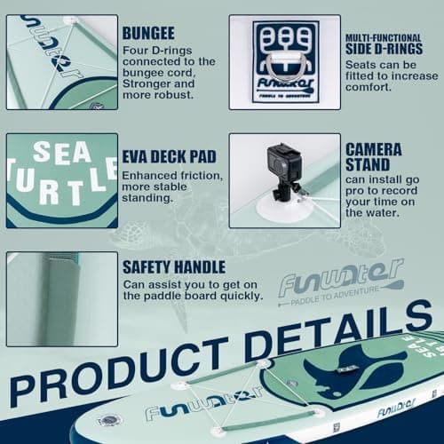 FunWater Inflatable Stand Up Paddle Board Ultra-Light Inflatable SUP Board Paddle Blow up Paddle Boards for Adults with SUP Advanced Accessories, Double-Ended Paddle, Seat, Pump, Backpack, Leash - Thumbnail 3