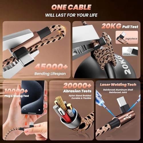 90 Degree USB Multi Charging Cable, 3 in 1 USB Cable for iPhone 17 Charger/ IP/Micro Port, Cruise Travel Essentials Right Angle Sideways Multi Charger Portable Designed for Phone Accessories 5FT 2Pack - Thumbnail 5