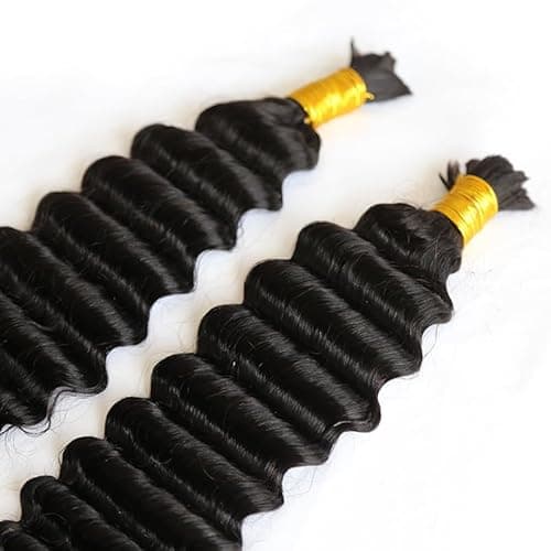 YWIGS Deep Wave Bulk Human Hair for Braiding Boho Knotless Braids Human Hair 100 Percent Human Braiding Hair 100G NC 20inch - Thumbnail 6