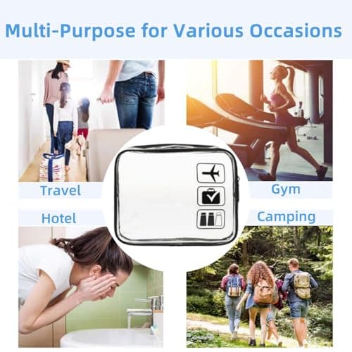 TSA Approved Clear Toiletry Bag, 2 Pack Toiletry Bag wih Zippers, Quart Size Travel Makeup Cosmetic Bag Organizer, Portable Travel Makeup Pouch Carry on Cosmetic Bags for Women Men (Black) - Thumbnail 6