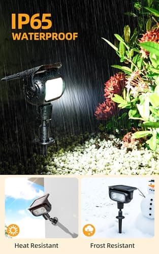 ROSHWEY Solar Spot Lights Outdoor, Waterproof Spotlights with 2 Brightness Mode, Landscape Lighting Solar Lights for Garden, Yard, Pathway (Cool White, 4 Pack) - Thumbnail 5