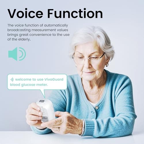 VivaGuard Talking Blood Glucose Monitor Kit,1 Glucose Meter 1 Lancing Device 100 Glucometer Strips & 100 Lancets,Blood Sugar Diabetes Testing Kit for Home use with Carrying Case Batteries,No Coding - Thumbnail 4