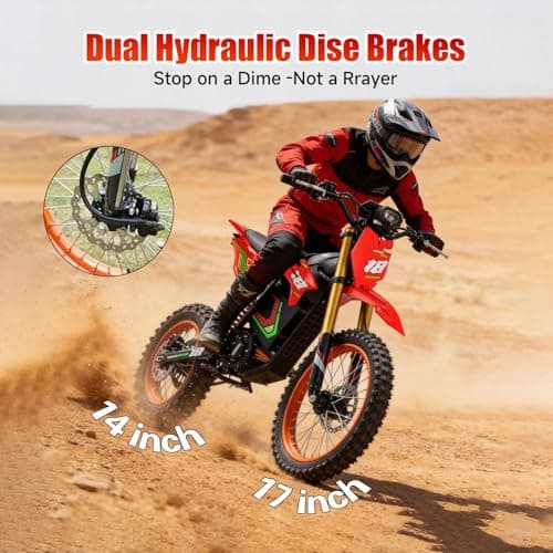 HAPPYRUN F18 Electric Dirt Bike Mid-Drive Motor 6000W Peak, Electric Motorcycle 60V 30Ah Removable Battery, 60-Mile Range, 46mph, Dual Hydraulic Brakes & Full Suspension Electric Motorcycle - Thumbnail 4