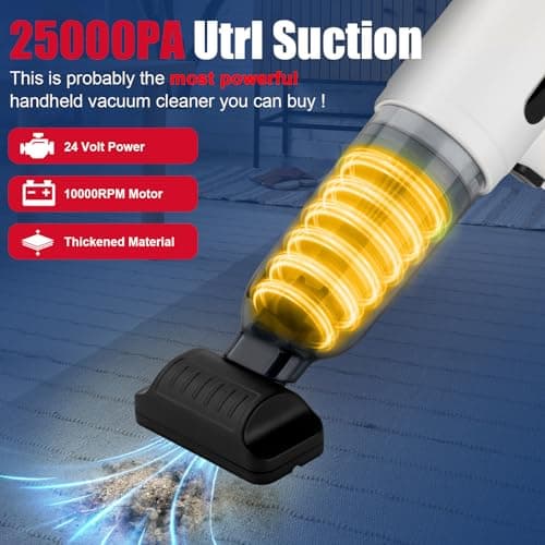Runful 4000mAh Battery High Power Handheld Car Vacuum Cleaner, 25000PA Powerful Car Vacuum Blow and Suction 2 in 1, Best Cordless Vacuum,High Power Portable Vacuum Cleaner for Home - Thumbnail 3