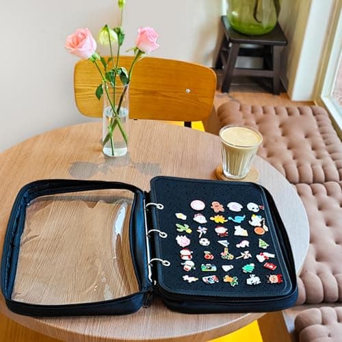 Mi Ya Mi Lai 5 Black binder 4 Space Pages Transparenter Pin Books For Collectors, Enamel Pin Display Pages Pin Carrying Case, Travel Brooch Pins Display Bag(5 Black binder 4 Spacers,Bag Only) - Image 1