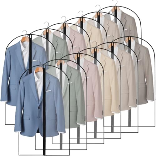 12 Pack Garment Bags 60 * 100cm, 40in PEVA Translucent Garment Covers, Suit Storage Bags, Dress Organizer Bags Used To Protect Shirts, Winter Coats, Jackets - Image 1