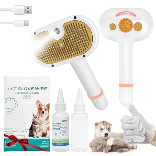 4-in-1 Pet Steam Brush for Dog & cat brush for shedding，Spray Hair Removal Comb with Waterless Shampoo–Self-Cleaning Pet Grooming Tool for Shedding, Anti-Static & Skin-Friendly Design - Image 1