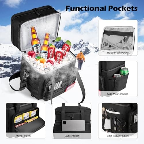 DOLOPL Lunch Box for Men, Black Insulated Expandable Lunch Bag for Men/Women, 16L Large Tactical Leakproof Waterproof Cooler Lunch Bag With Adjustable Shoulder Strap for Outdoor, Picnic, Office - Thumbnail 3