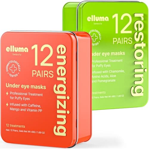 Elluma Beauty Under Eye Patches – 24 Hydrogel Pads: Energizing & Restoring Sets with Caffeine and Chamomile - Image 1