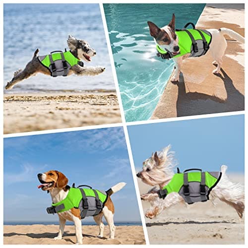 Mklhgty Dog Life Jacket, Reflective Adjustable Dog Life Vest with Rescue Handle for Swimming and Boating, Ripstop Pet Safety Life Preserver for Small, Medium and Large Dogs - Thumbnail 5