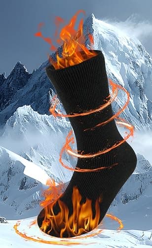 BomKinta Thermal Socks Men - Winter Warm Socks for Cold Weather Crew Socks - Cozy Soft Thick Christmas Boot Socks Light Grey Dark Grey Size 7-11 - Thumbnail 4