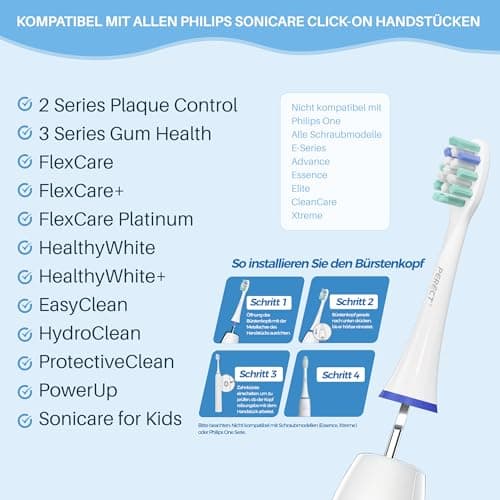 PERECT Soft Replacement Toothbrush Heads 6-Pack for Philips Sonicare Click-On Models – Fits 4100, 5100, 6100, 9023, W Optimal Plaque Control, Not Compatible with Essence/E-Series or Philips One - Thumbnail 6