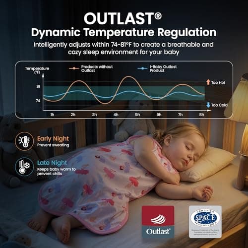 i-baby Baby Sleep Sack 6-9M, Toddler Sleeping Bag with Outlast® Smart Temperature Regulation, 0.5 TOG Soft Lightweight Baby Wearable Blanket for Infants Baby Essentials - Thumbnail 3