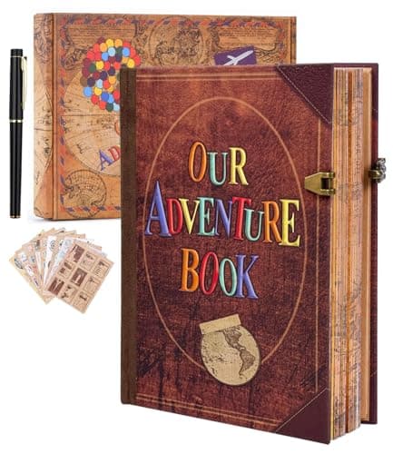 Our Adventure Book Travel Scrapbook Journal Notebook, 160Pages Scrap Book Photo Albums, Faux Leather Journaling Diaries, Scrapbooking Gifts Set With Pen and Stickers for Anniversary Wedding Office - Image 1