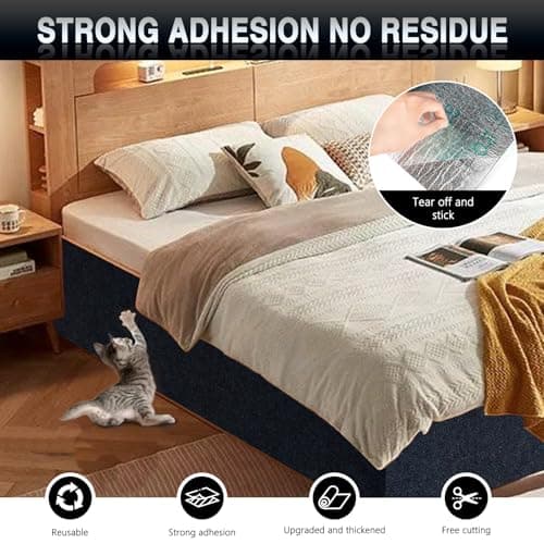 2Pack Total 78.7"x15.8" Cat Scratch Mat for Cat Couch Furniture and Wall Protector | Trimmable Self-Adhesive Carpet Climb Cat Scratcher for Covering Cat Tower and Replacement Pads (Blue) - Thumbnail 4