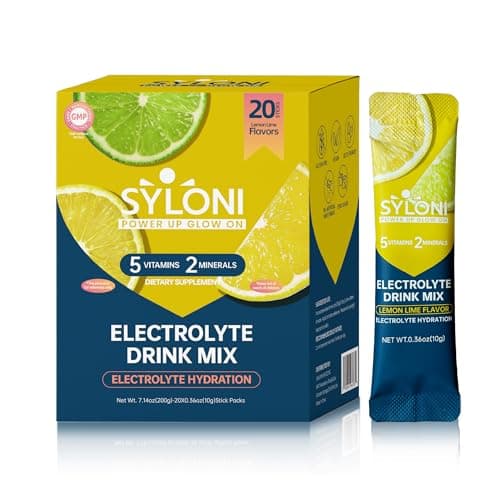 Syloni Electrolytes Powder Packets, Lemon Lime 20 Sticks, Sugar Free Hydration Packets Electrolyte Drink Mix with 7 Vitamins and Electrolytes, Keto Friendly, Vegan, Gluten Free - Image 1