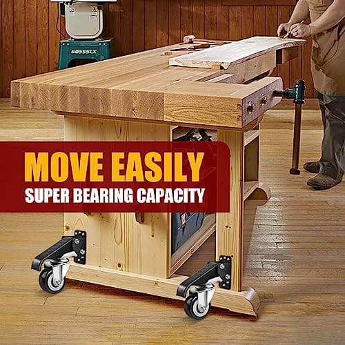 SPACECARE Retractable Workbench Casters Kit, Heavy Duty Workbenches Wheeels with 600 lbs Capacity, Adjustable Workbench Casters for Workbenches, Tables, and Cabinets, Easy to Install 4 Pack - Thumbnail 6