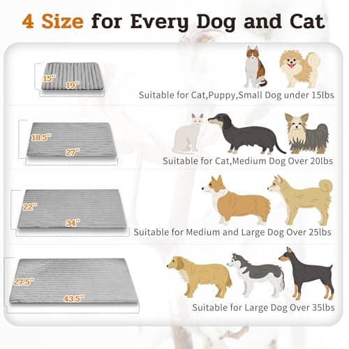 NWK Pack of 4 Fluffy Self Warming Cat Mat, Cat Blanket, Thermal Dog Mat, Washable, Non-Slip Bottom for Sofa & Crate & Kennel & Car Seat (Misty Gray, Large (34'' X 22'' X 0.7'')) - Thumbnail 5