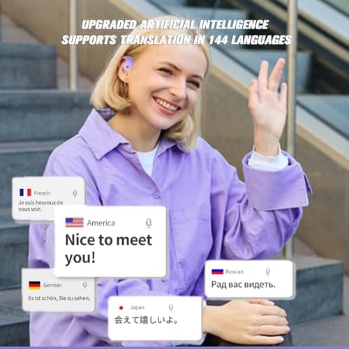 Xmenha Translation Earbuds Real Time, 144 Languages Translation Device Ai Translator Earbuds Translating Headphones Real Time Ai Headphones Language Translation - Thumbnail 2