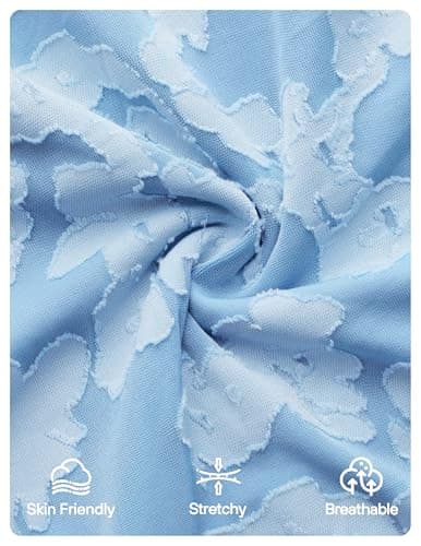 ZESICA Women‘s Summer Floral Bridal Shower Midi Dress Sun Dresses for Women 2026 Vacation Casual Flowy Sundress Light Blue S - Thumbnail 4