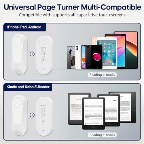 DATAFY [Case-Friendly] Page Turner for Kindle Paperwhite Oasis Kobo eReaders, Camera Camcorder Remote Controls, Page Turner Clicker for ipad Tablets Reading Novels with Wrist Strap Storage Bag - Thumbnail 6