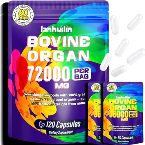 Beef Organ Supplement for Women (Liver, Kidney, Uterus, Heart, & 4 More) with Ashwagandha, DIM, Vitamin & Black Cohosh – Grass Fed Beef Liver Capsules for Endocrine Balance, Energy – 120 Capsules