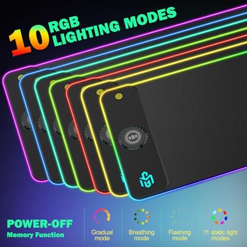 GIM PU Leather RGB Gaming Mouse Pad with 15W Magnetic Wireless Charging, 800x300x4mm LED Mouse Mat, 10 Light Modes, Non-Slip Rubber Base for PC MacBook Laptop - Thumbnail 5