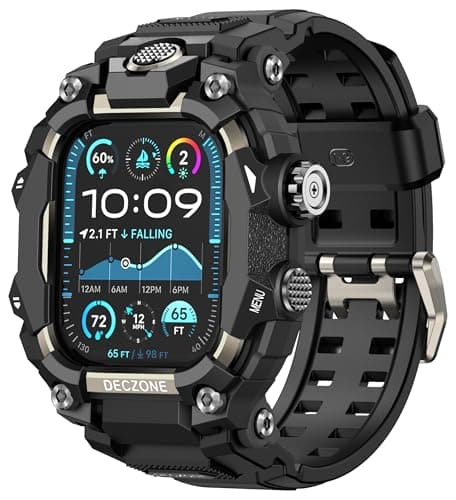 Deczone Band with Rugged Case Compatible with Apple Watch Bands 46mm (Series 11 10), Sport iwatch Bands Protective Bumper Cover for Men (46mm Titanium) - Image 1