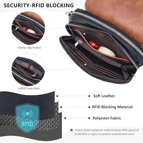 Roulens Crossbody Bags for Women Small Crossbody Wallet Purses with 6 Card Slots, Leather Shoulder Handbags, Perfect for Daily Use/Travel - Thumbnail 3