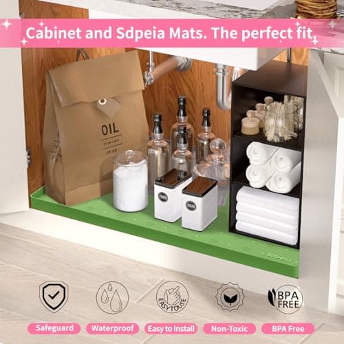 Sdpeia Under Sink Mat 31"×22" Waterproof Silicone Cabinet Liner & Sink Protector for Kitchen & Bathroom, Multi-Purpose Organizers Tray for Pets, Laundry, Cat Litter Mat - Thumbnail 4