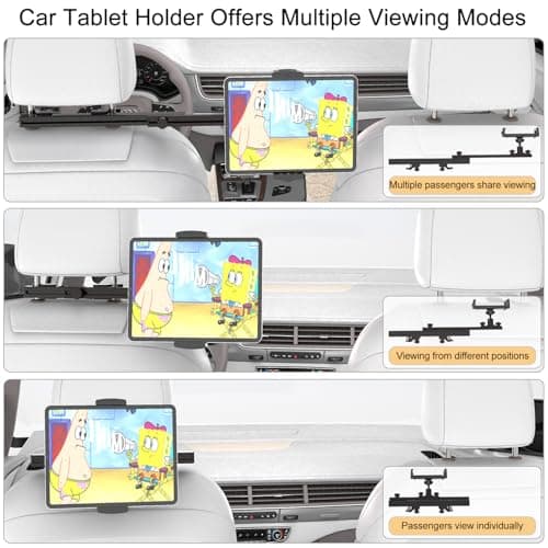 Headrest Tablet Holder for Car Accessories, Crafted from aircraft-grade aluminum，Universal Car Tablet Mount with 22'' Extendsion Arm Car Seat Mount for iPad, Galaxy, Fire HD or 4.7-12.9” Tablets - Thumbnail 3