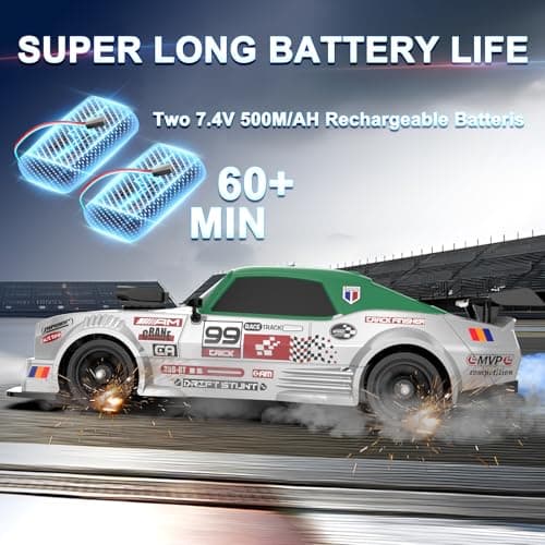 Desdoni RC Drift Car 1:16 Scale 4WD High Speed Remote Control Cars Vehicle 2.4GHz with LED Lights Two Batteries and Drifting Tires Racing Sport Toy Cars for Adults Boys Girls Kids - Thumbnail 4