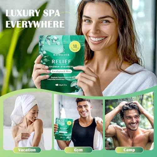 Eucalyptus Mint Shower Steamers for Sinus Relief & Congestion 18 Pack – Eucalyptus for Shower, Easter Basket Stuffers, Shower Bombs with Natural Essential Oils, Self Care Birthday Gifts for Women Men - Thumbnail 6