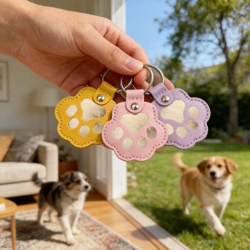QTYSFE Pet Hair Keychain 6 Pcs, Leather Keychain for Dog Paw Shaped Pet Fur Keepsake, Paw Keychain For Dog Hair Cat Fur Memorial Gifts Key Holder - Thumbnail 2