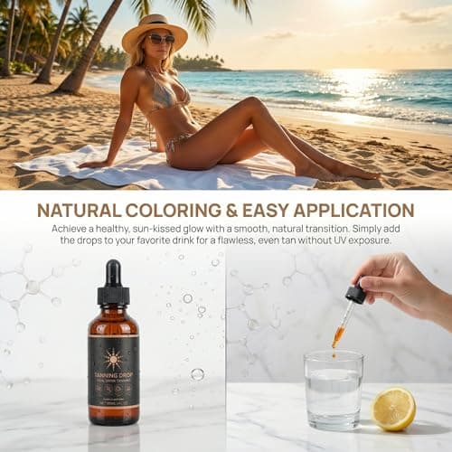 Tanning Drops To Drink, Sunless Tanning Drops, Bronzing Tanner for Face and Body, Safe & Long-Lasting Enhances Natural Tan, Enhancing Natural Skin Tone for All Skin Types (2Fl Oz) - Thumbnail 6