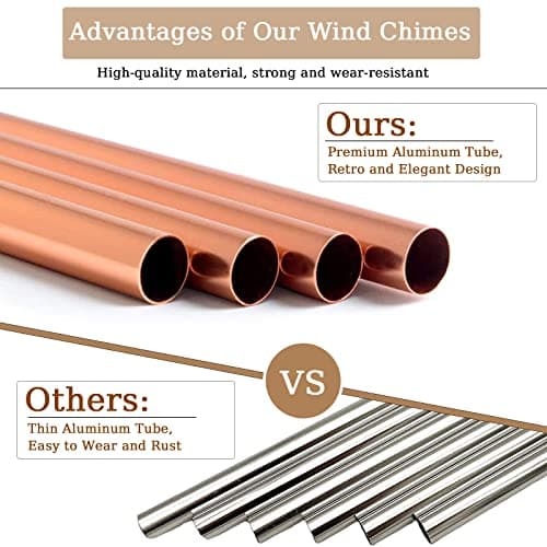 Wind Chimes for Outside, 33" Butterfly Wind Chimes Outdoor, Birthday Gifts for Women Mom Sister, Gift for Garden Porch Patio Home Decor (Golden) - Thumbnail 4