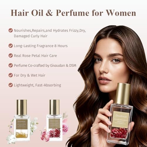 Dear Irean Hair Perfume Oil for Women, Rose Hair Oil with Moroccan Argan & Jojoba, Hydrates & Repairs Frizzy, Dry, Damaged Curly Hair and Split Ends, Long Lasting Fragrance Up to 8 Hours, 1.35 Oz - Thumbnail 6