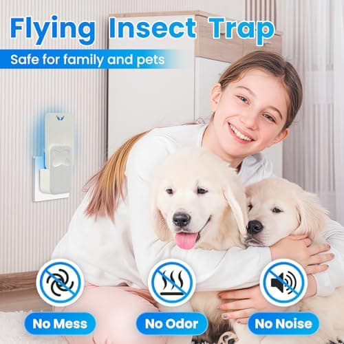 Fruit Fly Traps Indoor Flying Insect Trap-Bug Catcher Gnat Traps for House Indoor -Plug in Bug Light Attractant Fly Catcher for Home, Kitchen, Bedroom 1Device + 3 Glue Refills - Thumbnail 6