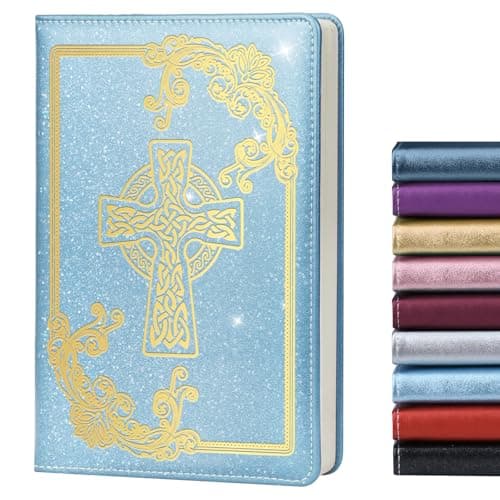 LBWCER Cross Journal for Women,Christian Gifts for Women,200 Pages, A5 Hardcover Leather Journals for Writing,School,Travel,Business,Work,Home (Cross Sky Blue) - Image 1