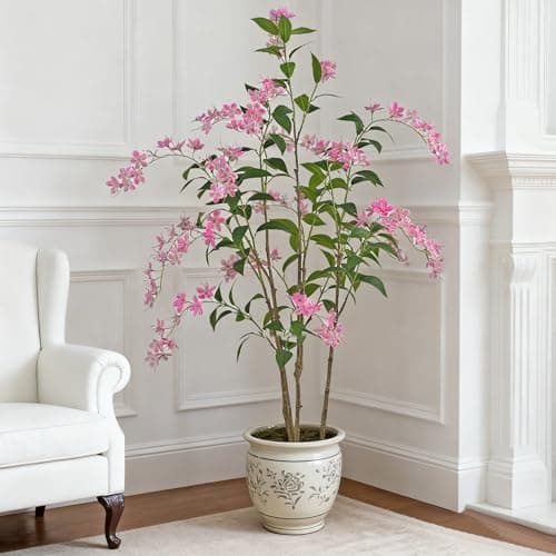 ZSENENT Artificial Jasmine Tree 6ft Black Flower Pot Fake Trees, Lifelike Artificial Trees with Natural - Looking Blooms, Perfect for Any Space​ - Image 1
