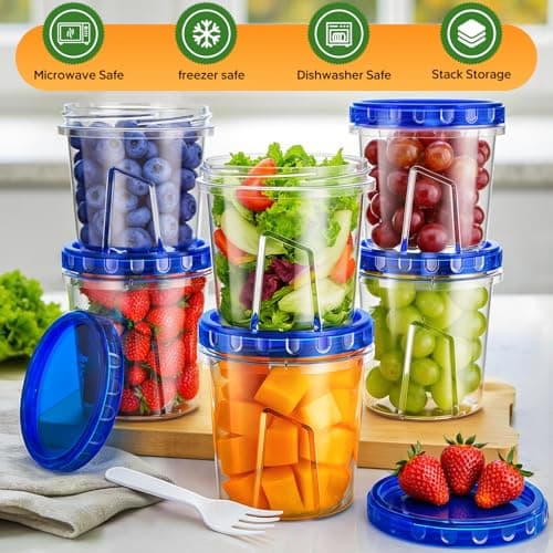 Freezer Storage Containers, [6 Pack-24 Oz] Airtight Plastic Food Storage Containers with Twist Top Lids, Soup, Meal Prep Containers | BPA Free | Stackable | Leakproof | Microwave/Dishwasher Safe - Thumbnail 6